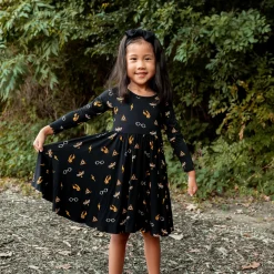 Long Sleeve Twirl Dress in Midnight Icon