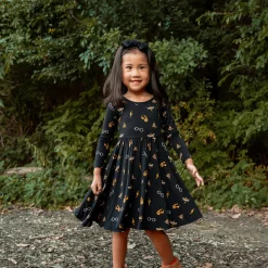 Long Sleeve Twirl Dress in Midnight Icon