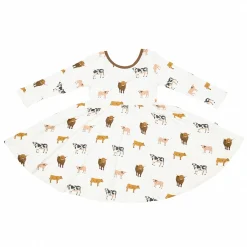 Long Sleeve Twirl Dress in Moo