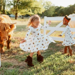 Long Sleeve Twirl Dress in Moo