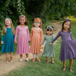 Long Sleeve Twirl Dress in Currant