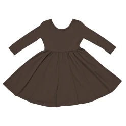 Long Sleeve Twirl Dress in Espresso
