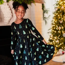 Long Sleeve Twirl Dress in Twinkle Tree