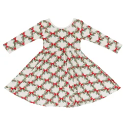 Long Sleeve Twirl Dress in Holiday Bow