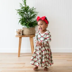 Long Sleeve Twirl Dress in Holiday Bow