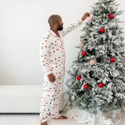 Men's Long Sleeve Pajama Set in Santa Sleigh