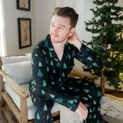 Men's Long Sleeve Pajama Set in Twinkle Tree