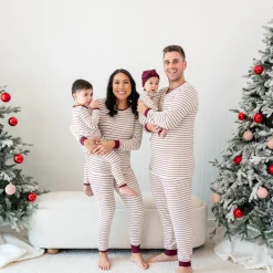 Men's Ribbed Henley Set in Burgundy Stripe
