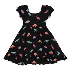 Puff Sleeve Twirl Dress in Midnight Roar