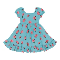 Puff Sleeve Twirl Dress in Hibiscus
