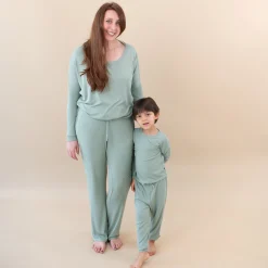 Ribbed Drop Shoulder Top in Thyme