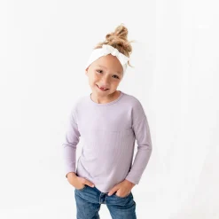 Ribbed Drop Shoulder Top in Taro