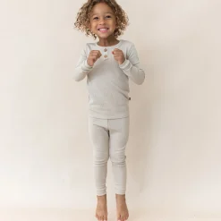 Ribbed Henley Set in Bisque