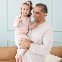 Ribbed Henley Set in Blush