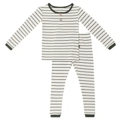 Ribbed Henley Set in Fir Stripe