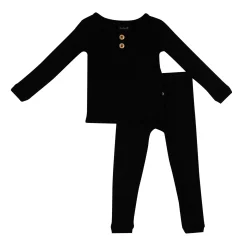 Ribbed Henley Set in Midnight