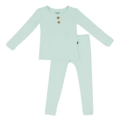 Ribbed Henley Set in Sage