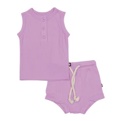Ribbed Henley Tank Set in Poi