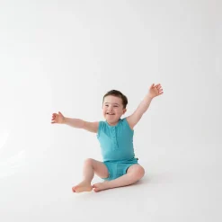 Ribbed Henley Tank Set in Makai