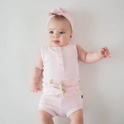 Ribbed Henley Tank Set in Sakura
