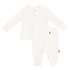 Ribbed Infant Henley Set in Cloud
