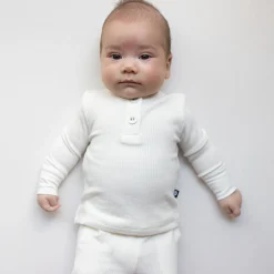 Ribbed Infant Henley Set in Cloud