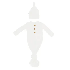 Ribbed Knotted Gown with Hat Set in Cloud