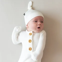 Ribbed Knotted Gown with Hat Set in Cloud