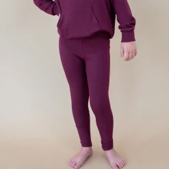 Ribbed Leggings in Burgundy