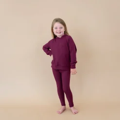 Ribbed Leggings in Burgundy