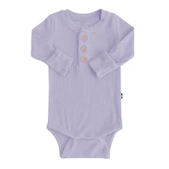 Ribbed Long Sleeve Henley Bodysuit in Taro