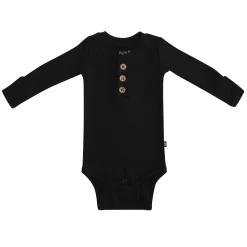 Ribbed Long Sleeve Henley Bodysuit in Midnight