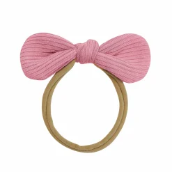 Ribbed Nylon Bow in Apple Blossom