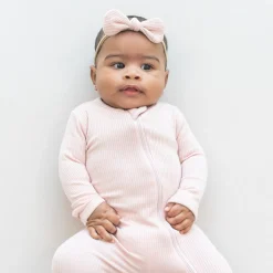 Ribbed Nylon Bow in Blush