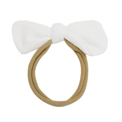 Ribbed Nylon Bow in Cloud