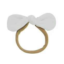 Ribbed Nylon Bow in Oat