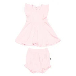 Ribbed Peplum Dress Set in Sakura