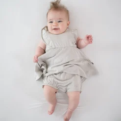 Ribbed Peplum Dress Set in Oat