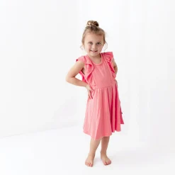 Ribbed Peplum Dress Set in Guava