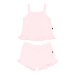 Ribbed Ruffle Tank Set in Sakura