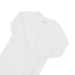 Ribbed Ruffle Zipper Footie in Cloud
