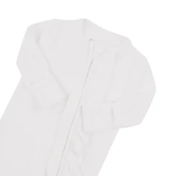 Ribbed Ruffle Zipper Romper in Cloud