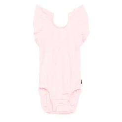 Ribbed Sleeveless Ruffle Leotard in Sakura
