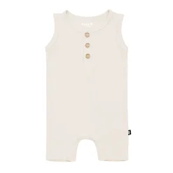 Ribbed Sleeveless Shortall in Oat