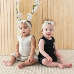 Ribbed Sleeveless Shortall in Oat