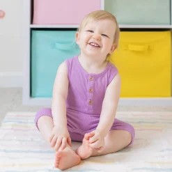 Ribbed Sleeveless Shortall in Poi