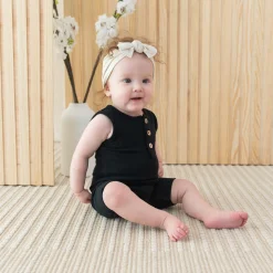 Ribbed Sleeveless Shortall in Midnight