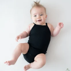 Ribbed Spaghetti Strap Bodysuit in Midnight