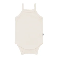 Ribbed Spaghetti Strap Bodysuit in Oat