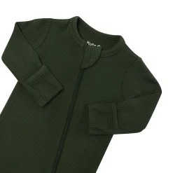 Ribbed Zipper Footie in Fir